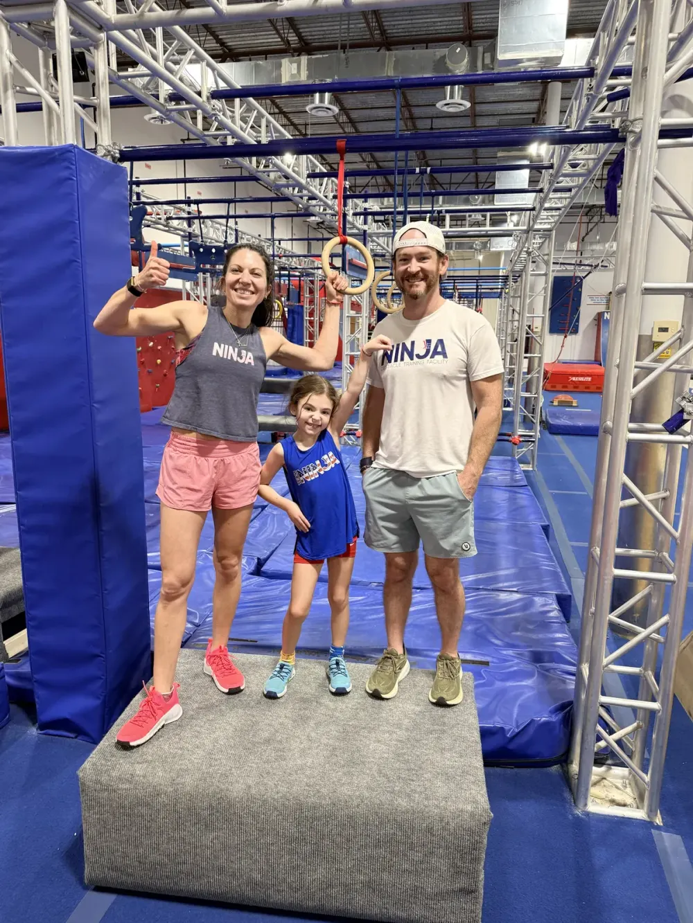 Ashley, Elliot and David Kiser on the NinjaFit course