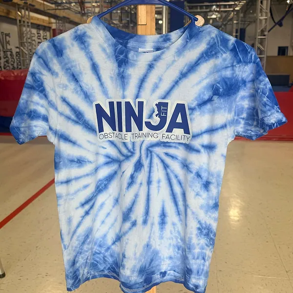 Blue tie-dye NinjaFit T-shirt, front