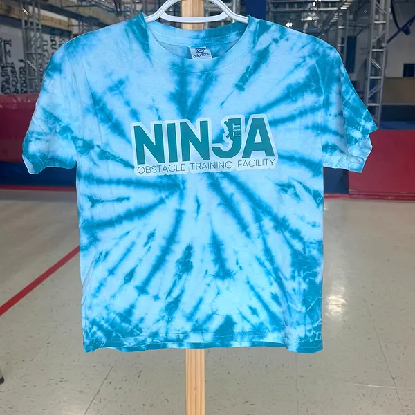 Teal tie-dye NinjaFit T-shirt, front